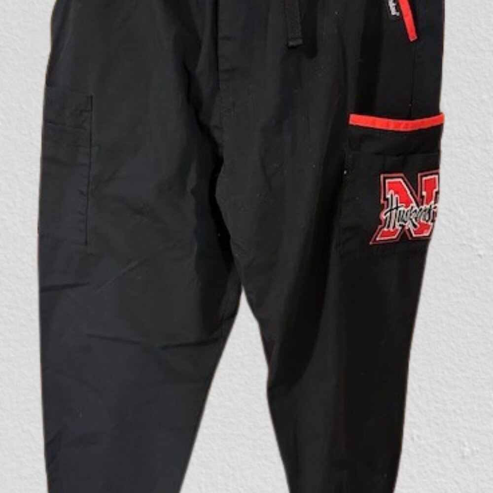 Black w/ Red Landau Scrub Pants with Huskers Logo  -  men's  7396